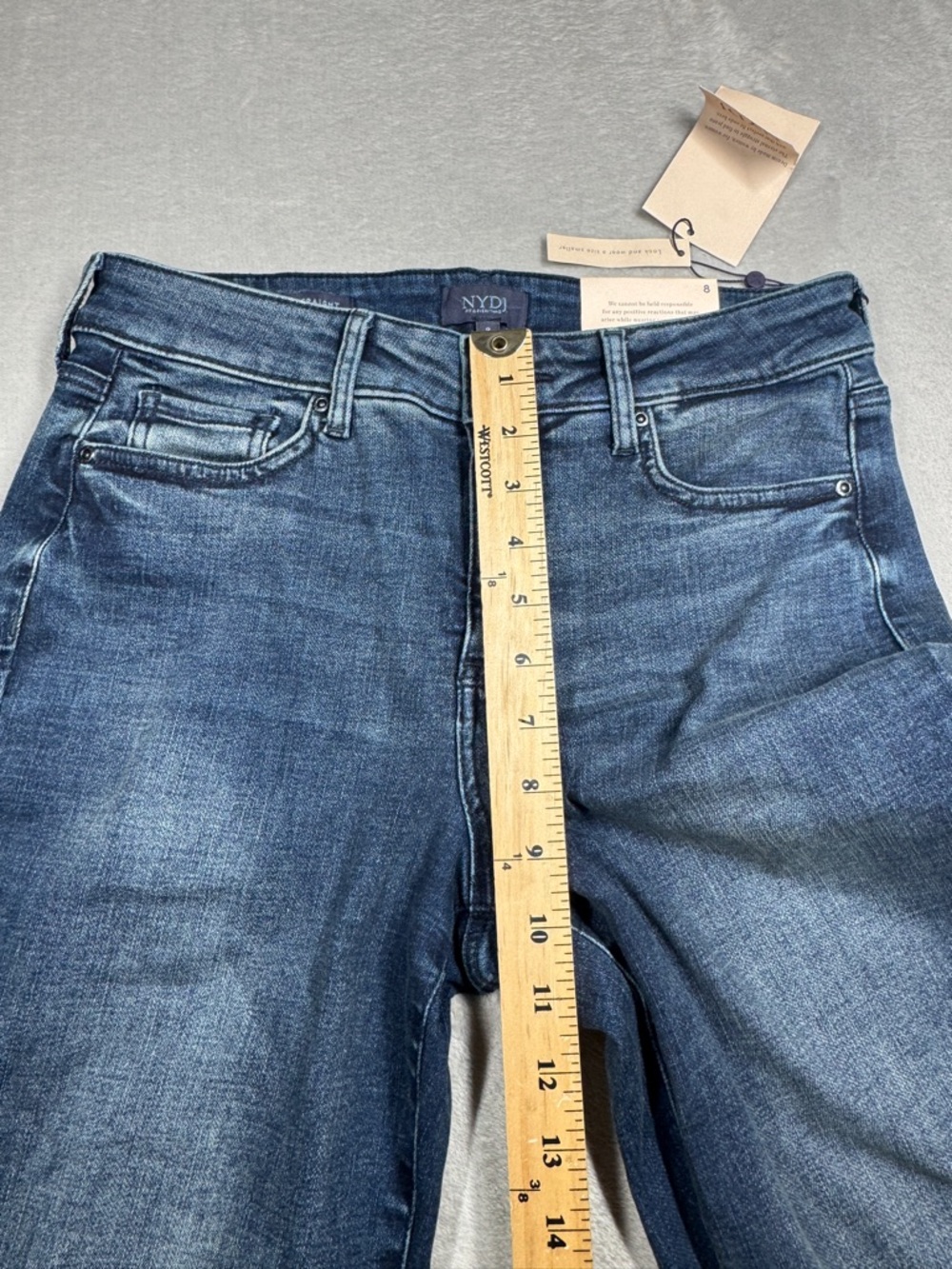 NWT NYDJ Marilyn Straight Lombard Lift Tuck Denim Cotton Blend Blue Jeans Size 8 - Picture 9 of 16